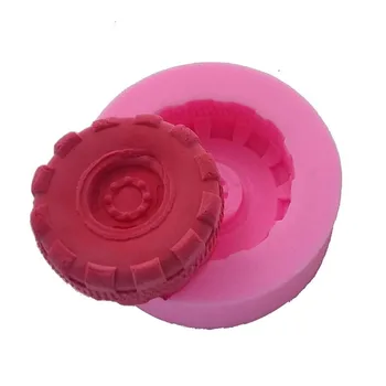 

Round Tire shape fondant silicone mold for cake decorating tools 3D Car wheels kitchen Baking soap mold F0624