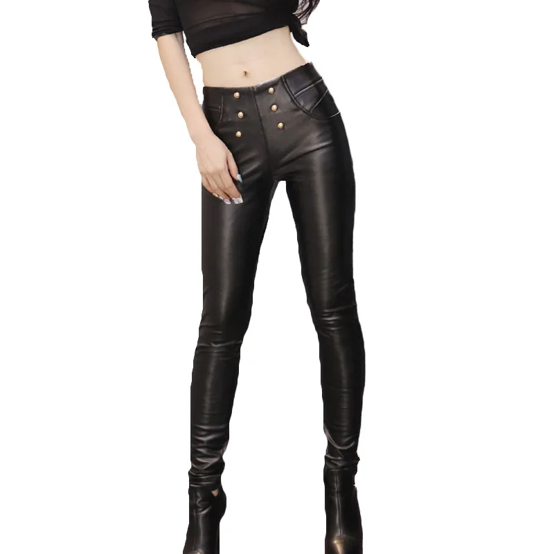Fashion Faux Leather Pants Sexy Skinny Pencil Pants High
