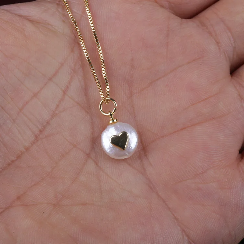 Крошечное золотое ожерелье-чокер с подвеской в виде сердца из натурального пресноводного жемчуга, ожерелье для женщин, ювелирное изделие