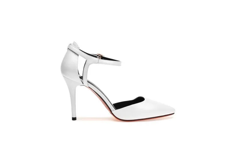 2018 Spring And Summer New Leather Solid Color Pointed Women's Shoes Ankle Straps With High Heels Pump M8F52 (6)