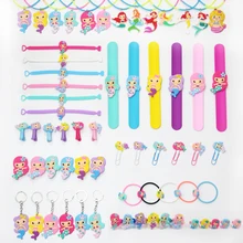 6pcs Mermaid Set Necklace Keychain Wristband Birthday Party Decorations Kids Mermaid Party Gifts for Kids Party Decorations. Q