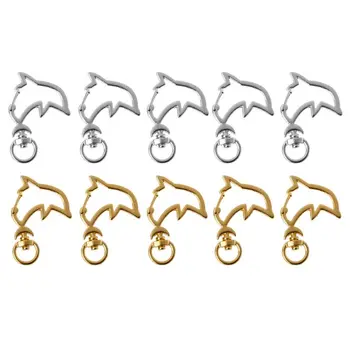 

5Pcs Dolphin Metal Snap Hook Lobster Clasps Lanyard Keychain Jewelry Findings