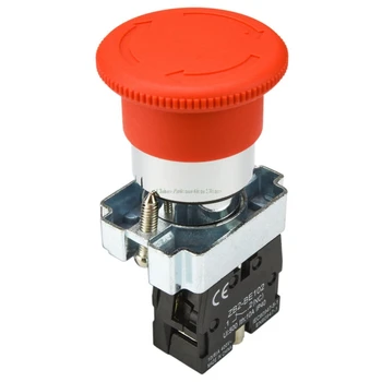 

1Pcs 22mm NC Red Mushroom Emergency Stop Push Button Switch+NC AC660V/10A XB2-BS542