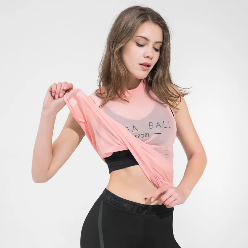 

HIBUBBLE Letters Sleeveless Sports Top Gym Women Sport Shirt Fitness Women Tank Sport Female Breathable Yoga Shirts Running Top