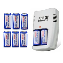 LITELONG 1300 mAh CR123A LiFePo4 Перезаряжаемые Батарея + 2 слота умных Зарядное устройство для 3В CR 123A Батарея