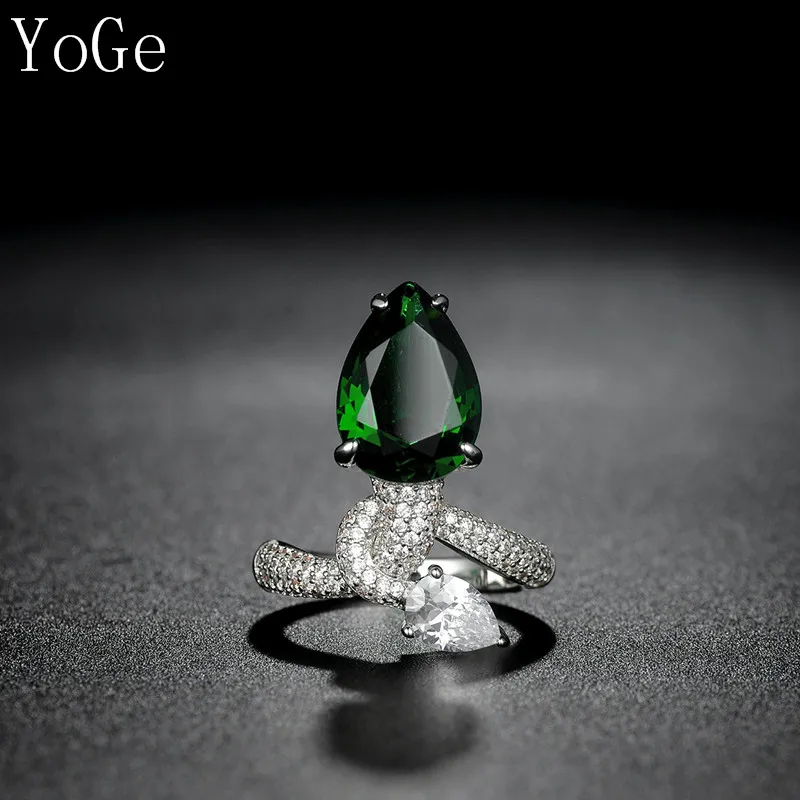YoGe себе свадебные и вечерние ювелирные изделия для Для женщин, R2510L Мода ААА кубического циркония, Waterdrop каменное кольцо