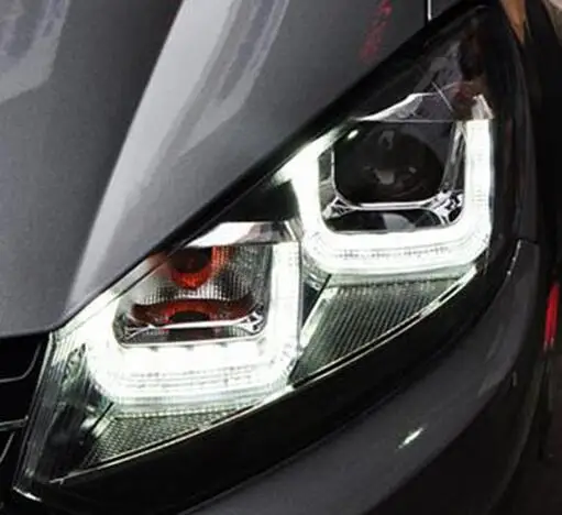 KOWELL автомобильный Стайлинг для VW golf 6 GTI фары 2009-2012 golf mk6 GTI светодиодный фонарь DRL Hid вариант Angel Eye Bi Xenon - Цвет: Silver line