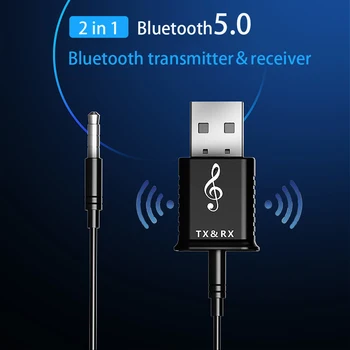 

Bluetooth 5.0 Audio Transmitter Receiver 2 in 1 USB Bluetooth Transmitter Mini 3.5mm AUX Stereo For TV PC Car Wireless Adapter