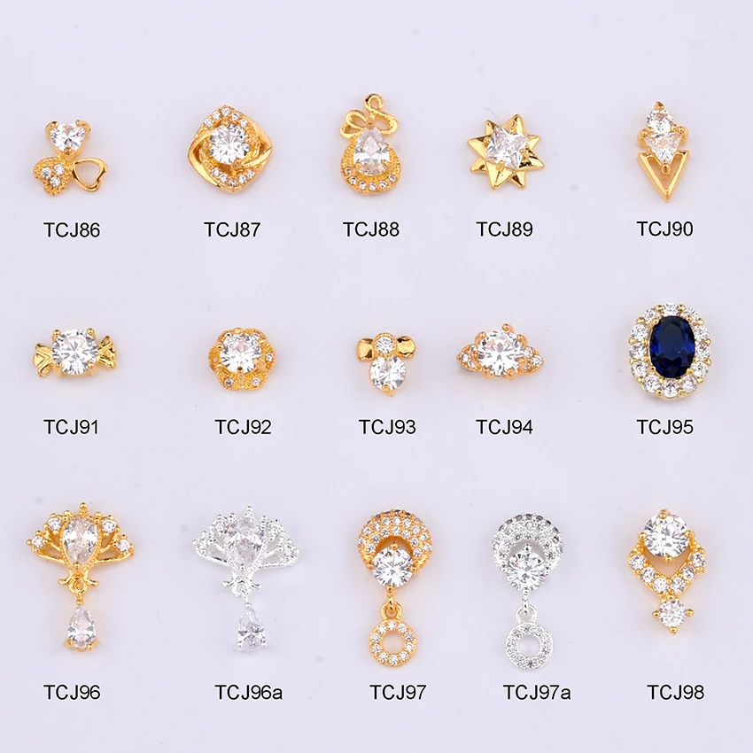 

5pcs New designs crystal nail zircon stones charms for nail art decorations alloy jewelry rhinestones in top quality TCJ86~98