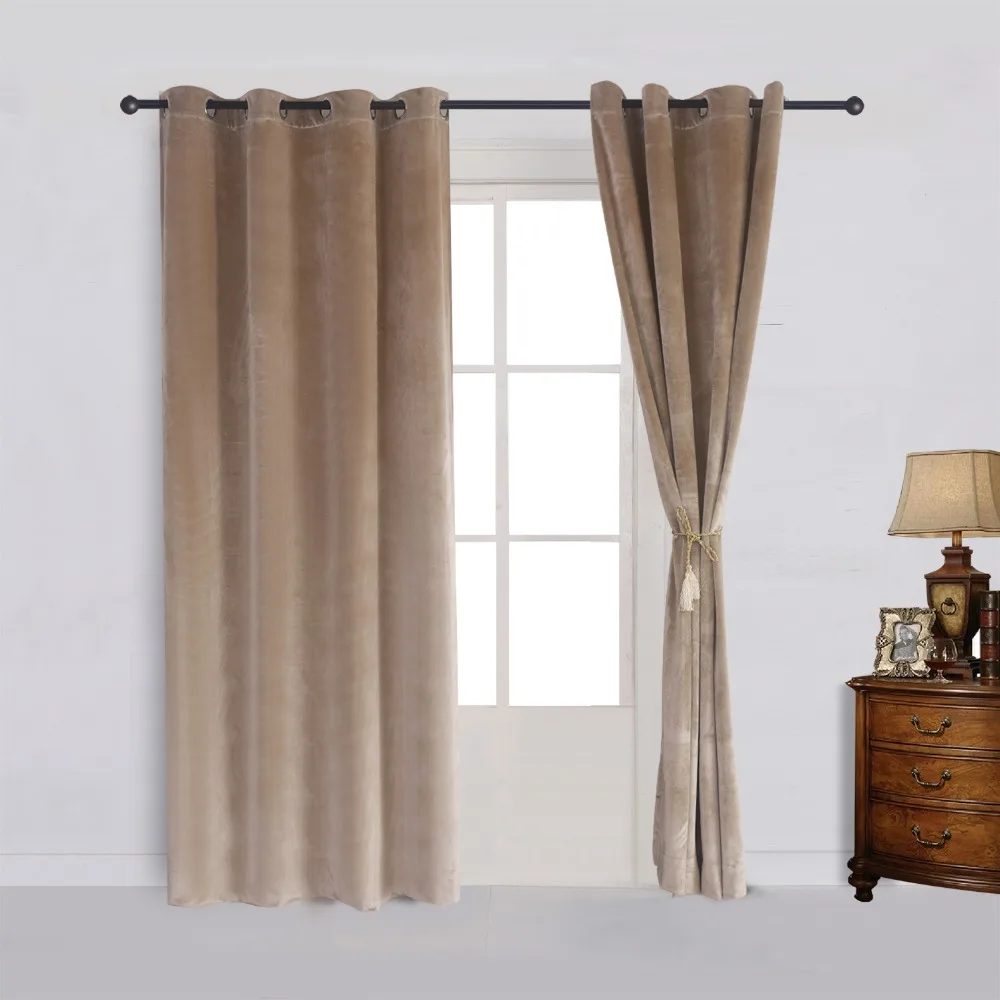 ()Solid Matt Heavy Velvet Curtain Drape Panel Blackout Super Soft