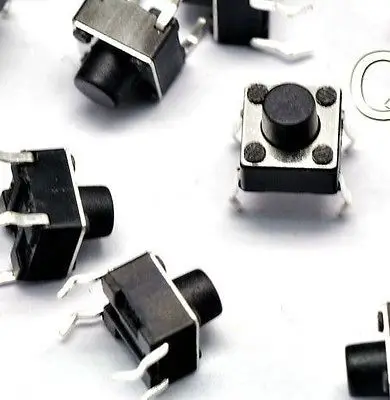 PK100 Black PCB Momentary Tactile Tact Push Button Switch 4 PIN DIP 6 x 6 x 7mm