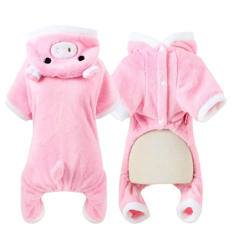 

Pet Clothes Thermal Coral Velvet Puppy Jumpsuit Winter Dog Hoodies Pig Design Hoody Coat Pet Dog Clothes Supplies