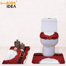 HUGSIDEA Санта-Клаус узор 3 шт./компл. теплый узор сердца анти-шелк коврик для ванной фланелевый коврик крышка для унитаза ковер набор для ванной комнаты