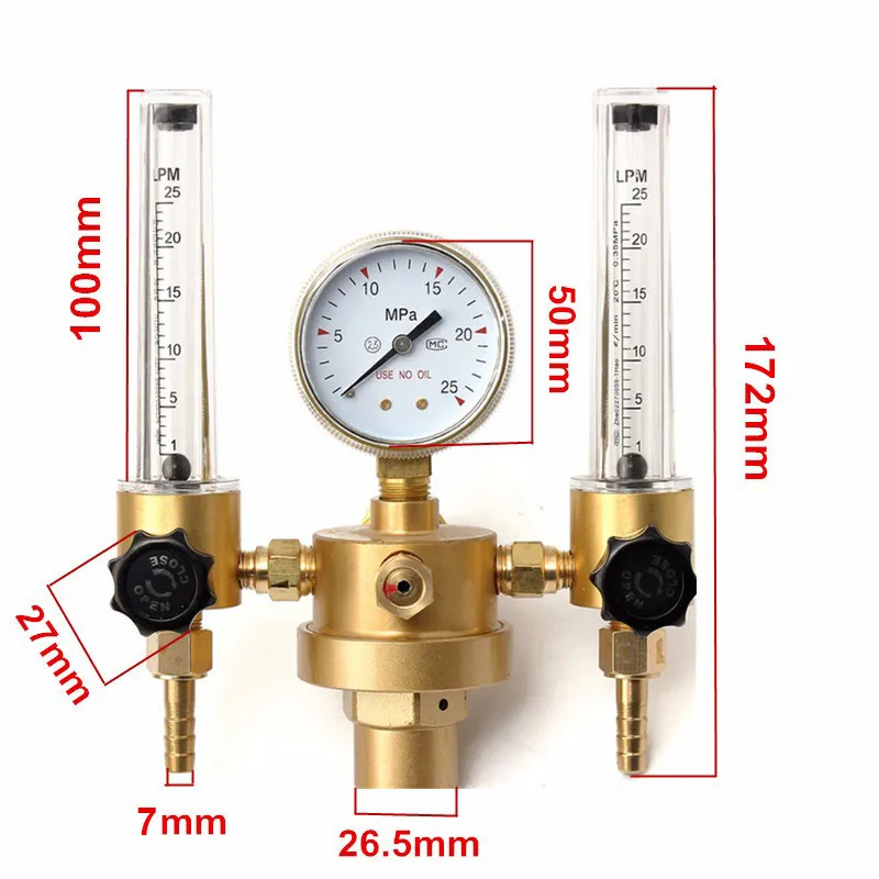 

Argon CO2 Gauge Pressure Regulator Flow Meter Control Valve Welding Gas Double Tube Bubble Counter Aquarium Flowmeter