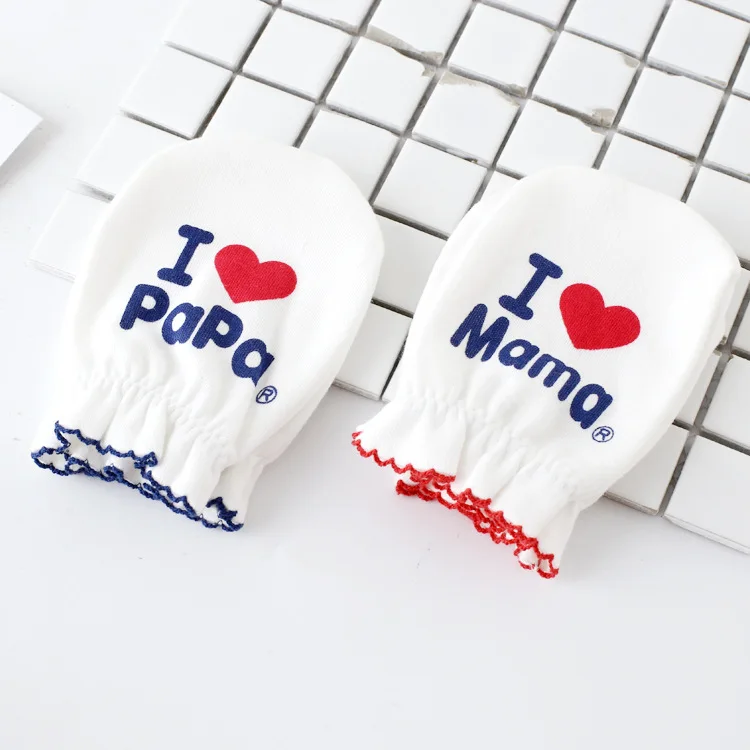 Two pairs of anti scratch gloves I love Mom and Dad Newborn gloves 0 6