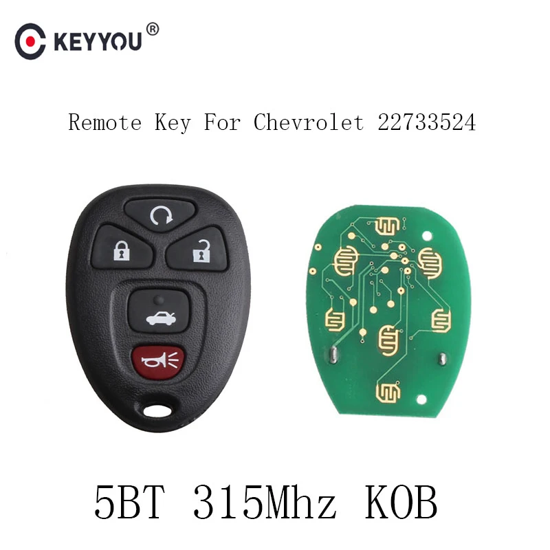 

KEYYOU 5 Buttons Remote Control Car Key For Chevrolet/For BUICK/For PONTIAC Fob 315Mhz FCCID:KOBGT04A Keyless Entry Car Key