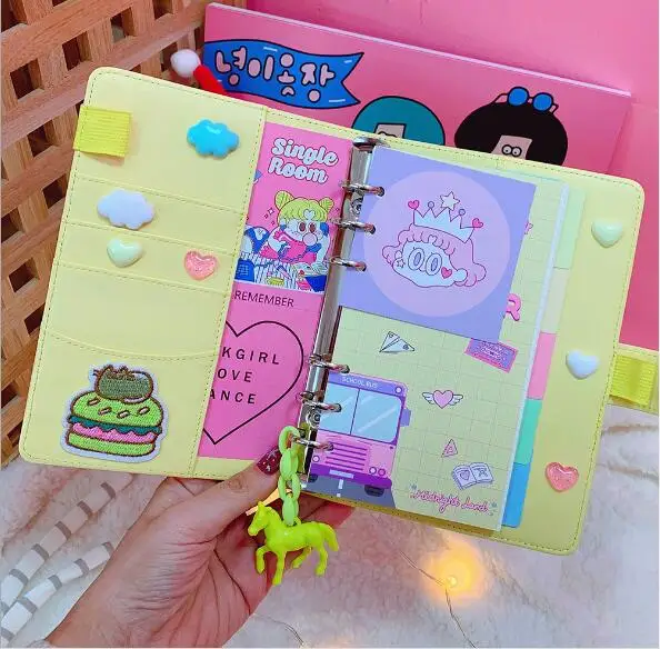 Креативный Kawaii DIY Kawaii A6 Блокнот из искусственной кожи со спиральными листьями молочный Еженедельный планировщик, чтобы сделать это, ручная книга для девочек, подарок на день рождения - Цвет: Цвет: желтый