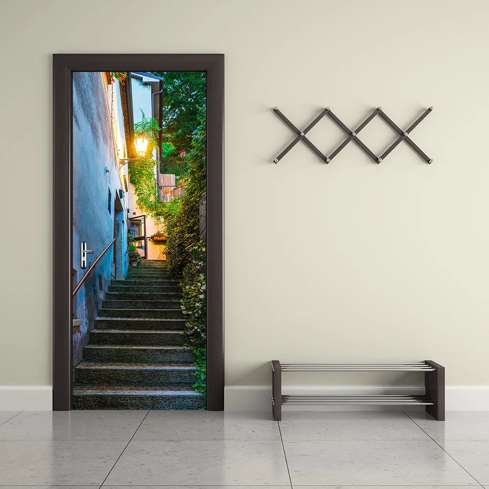 77x200 см 3D водонепроницаемые наклейки на дверь для гостиной, спальни, красивый пейзаж, наклейка на стену, DIY обои, домашний декор