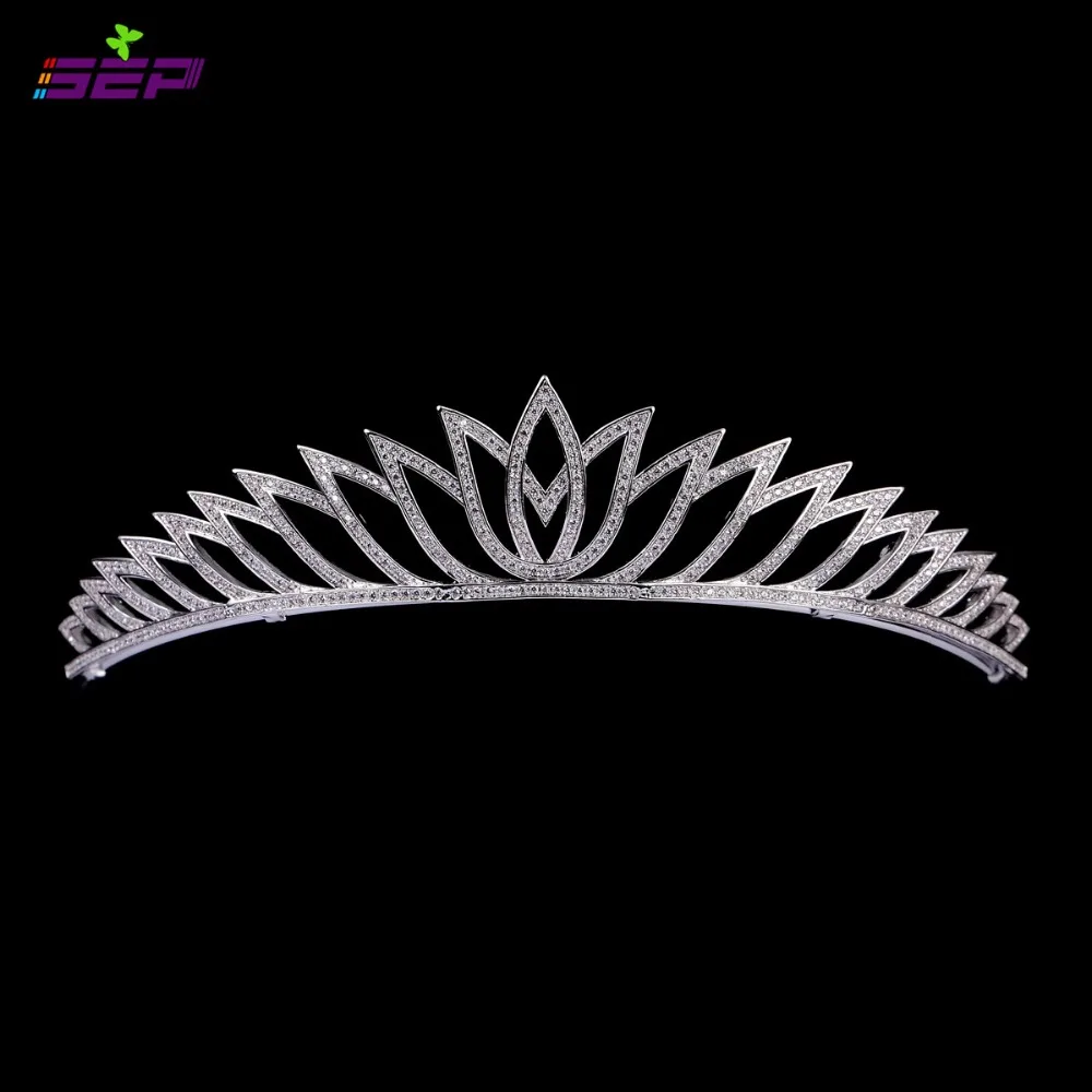 

Full CZ Cubic Zirconia Tiara for Bridal Wedding Hair Jewelry Accessories Women Pageant Headpieces