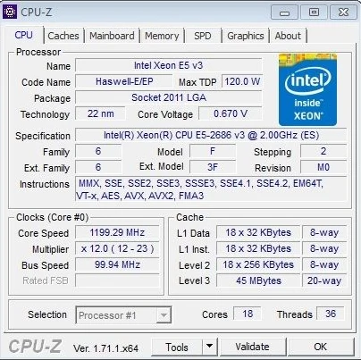 Intel Xeon QS версия E5 2686V3 Процессор E5 2686 V3 процессор 2,0 ГГц 18-CORE 45 МБ LGA2011-3 120W E5-2686V3