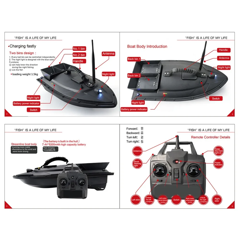 Рыболовный инструмент Smart RC приманка лодка игрушки 500 м двойной мотор рыболокатор корабль лодка дистанционное управление рыболовная лодка скоростная лодка дропшиппинг