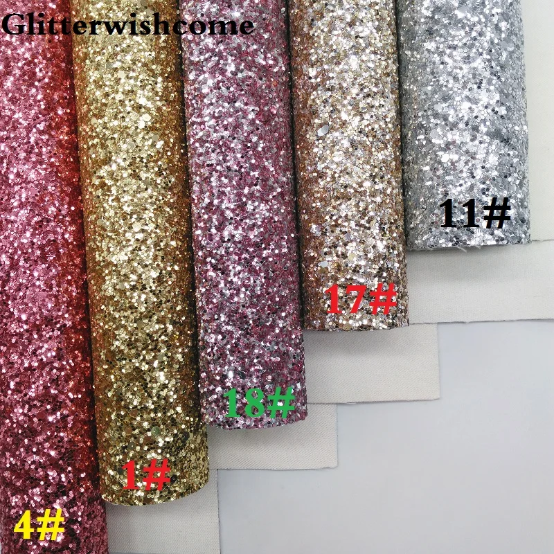 Glitterwishcome 30X134 см мини-рулон синтетическая кожа, массивная блестящая кожа ткань винил для луков, GM021