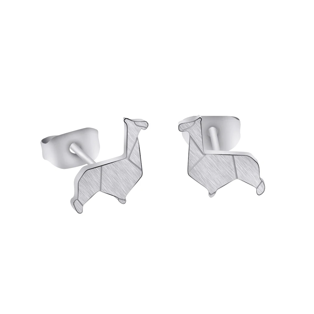 10 пар нержавеющая сталь животных серьги для женщин серебро цвет уха шпильки оригами Альпака ювелирные изделия