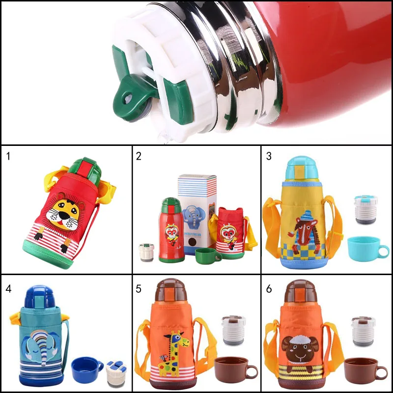 Креативная детская бутылка для воды с рисунком из мультфильма, полезная изоляция животных, переносная термобутылка из нержавеющей стали