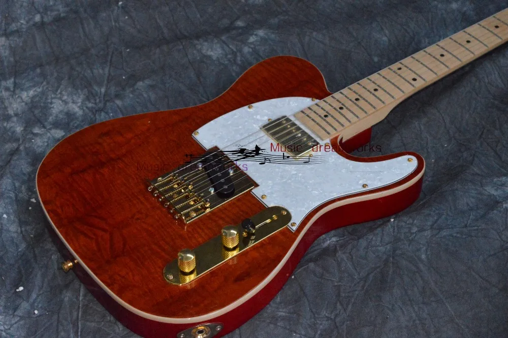 China OEM firehawk shop guitar Hot selling T Electric Guitar Stained maple tiger stripes wood color | Спорт и развлечения