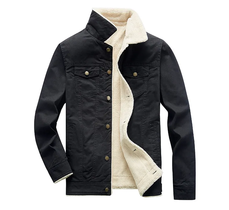 MuLS Winter Trucker Jacket Men Autumn Bomber Jacket Coat Cotton Fleece Spring Stand Collar Windproof Male Outwear Mens 2019 New 03