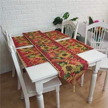 

Christmas Dec Love sunflower Coffee Table Runner Dinner mat Place mat Jacquard home Ornament wholesale FG1039