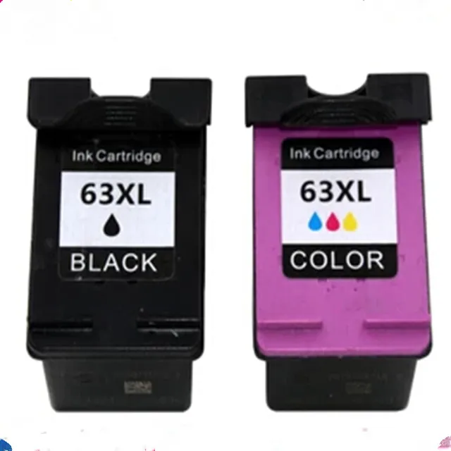 2Pcs For HP 63 63XL Black & Tri Color Ink Cartridges For ENVY4520 2130 1111 Ink jet printer Free