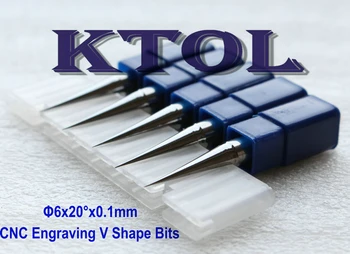 

20 Degree 6*0.1mm Flat Bottom CNC Router Bits Wood Tools Cutter,Solid Carbide End Mill Cutter CNC Wood Bit Engraving Tools Set
