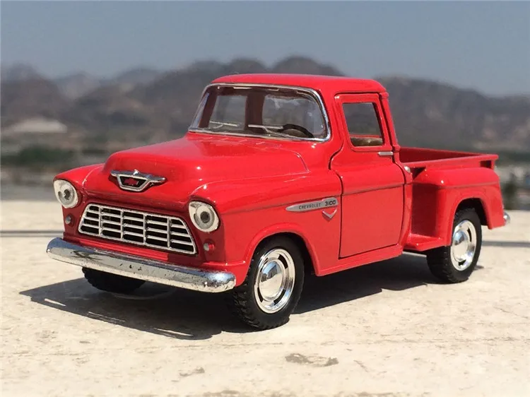 Высокая имитация, изысканные литые игрушки, автомобиль, Стайлинг 1955, Chevrolet Stepside, пикап, 1:36, сплав, модель для детей - Цвет: Красный