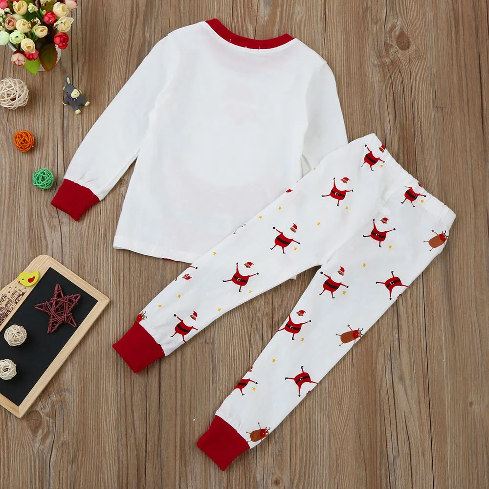 Комплект из 2 предметов; Рождественская одежда для маленьких мальчиков и девочек; От 2 до 3 лет; модная одежда для сна с рисунком+ штаны; Одежда для мальчиков; детская одежда для мальчиков