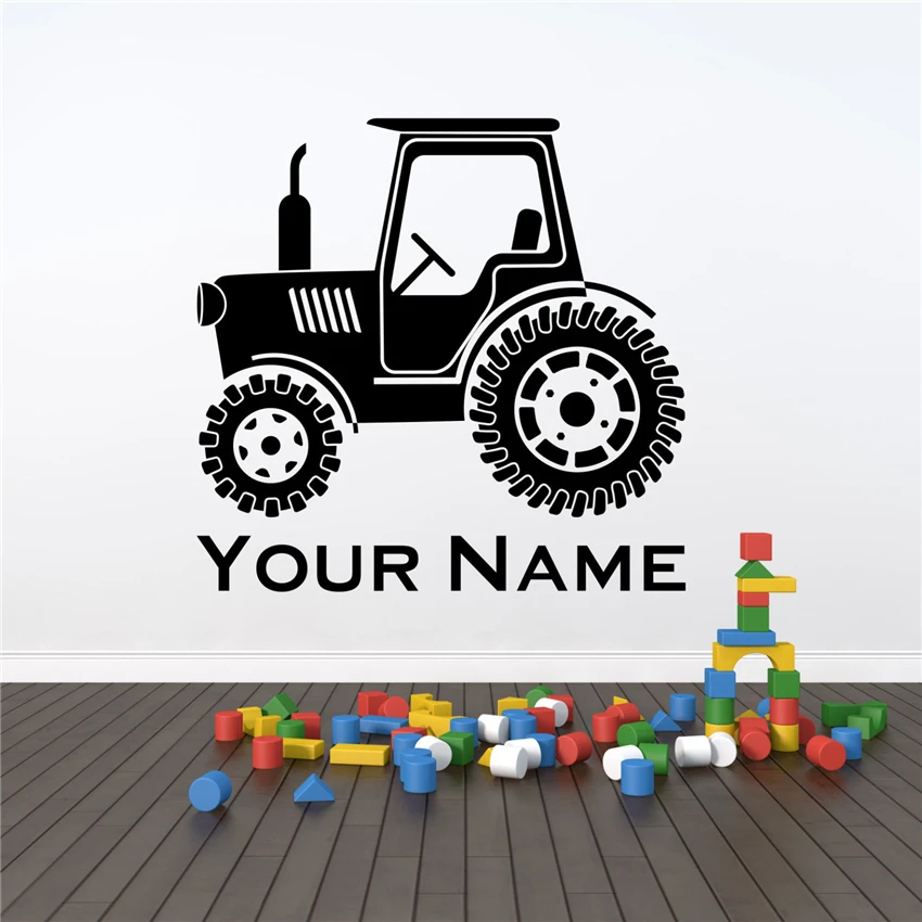 Personalised Name Tractor John Deerewall stickers for kids rooms Living