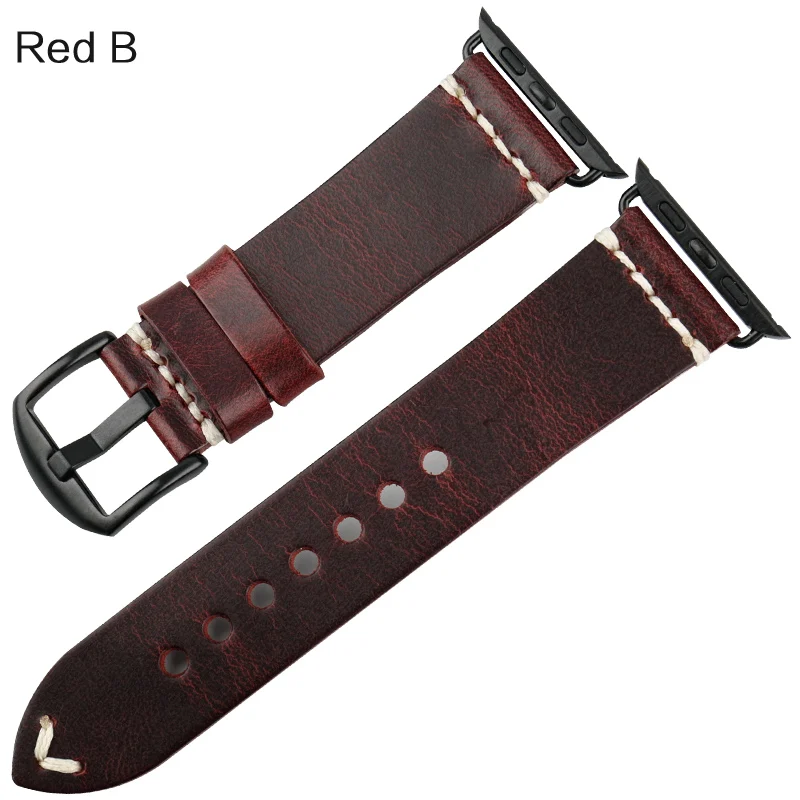 MAIKES ремешок из натуральной кожи для Apple Watch ремешок 44 мм 40 мм 42 мм 38 мм серия 4 3 2 черный браслет iWatch ремешок для часов Ремешок для часов - Цвет ремешка: Red B
