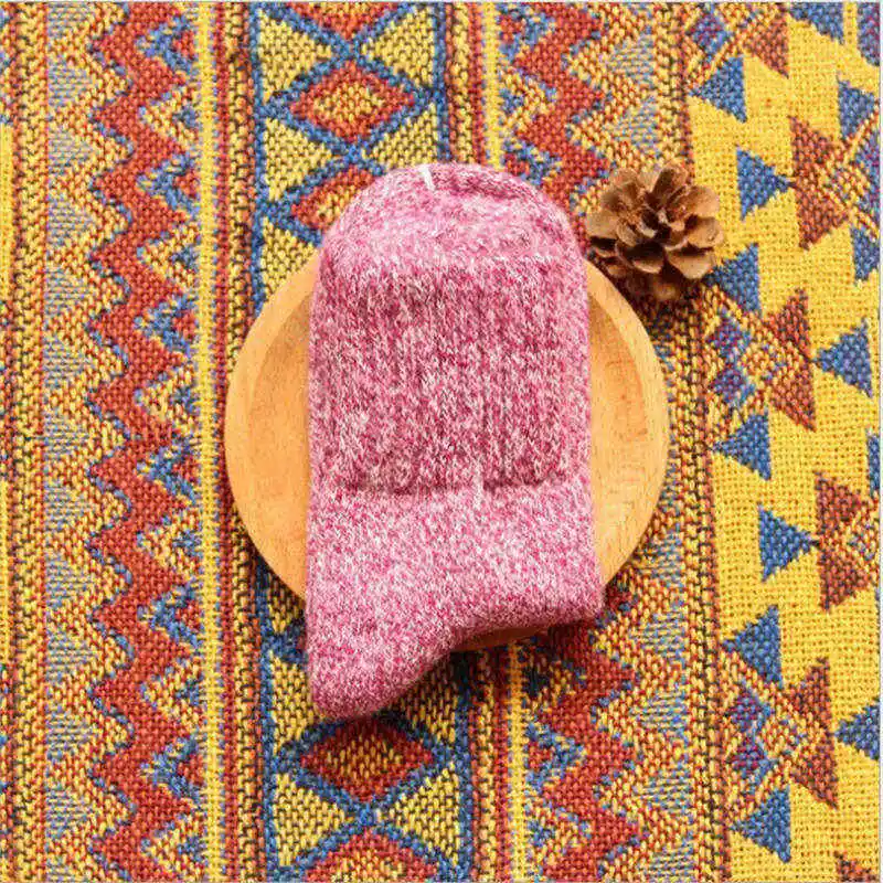4Solid Color Women Warm Socks Ladies Thick Line Rabbit Hair Socks Japanese Style Lovely Girls Stockings Autumn Winter for Sport