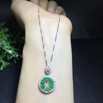 

Qi Xuan_Fashion Jewelry_Colombian Green Stone Round Necklaces_S925 Solid Silver Pendant Necklaces_Factory Directly Sales
