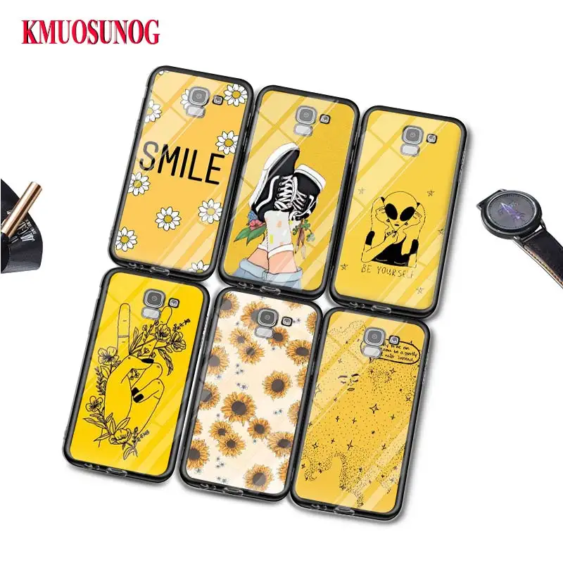 

Black Silicone Case Keep smile yellow for Samsung Galaxy j8 j7 j6 j5 j4 j3 Plus Prime 2018 2017 2016 Phone Bag Cover