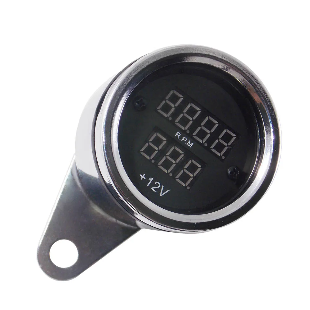 Calibre + Voltímetro Medidor de Tensão Motocicleta Medidor Reequipamento Digital Tacômetro Rpm Tach Combo Moto Scooter Atv Instrumentos Led 27 tach calibre + voltímetro medidor de tensão
