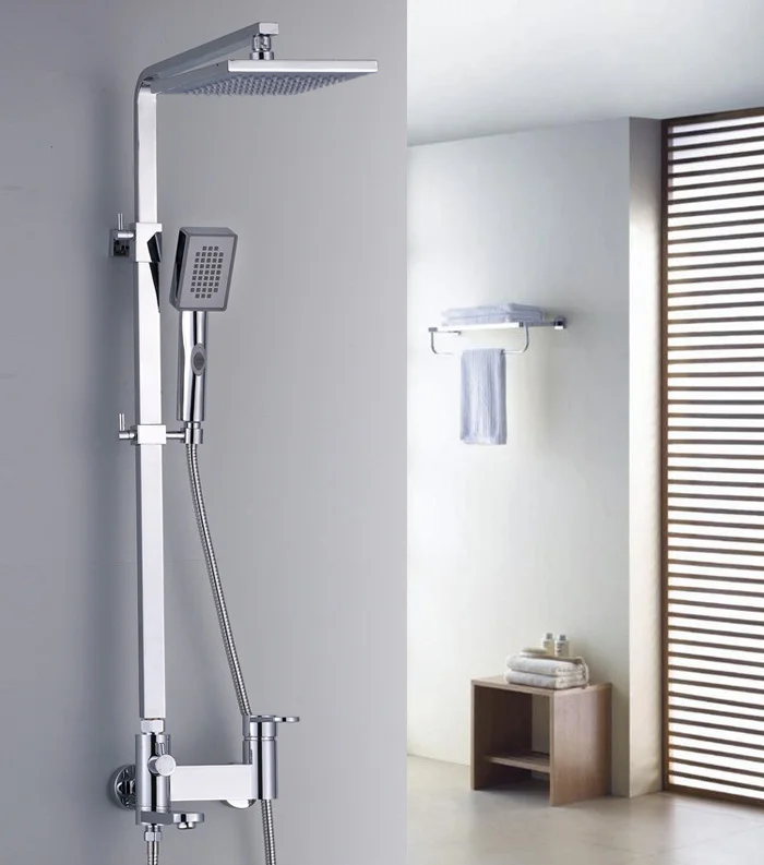 

sale freeshipping double with slide bar ceramic white lifting shower set copper rotating bathroom faucet