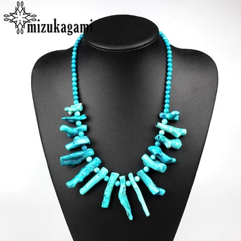 

Bohemia Statement Natural Irregular Blue Coral Branches Necklaces Collar Necklaces For Women Party JM-17066