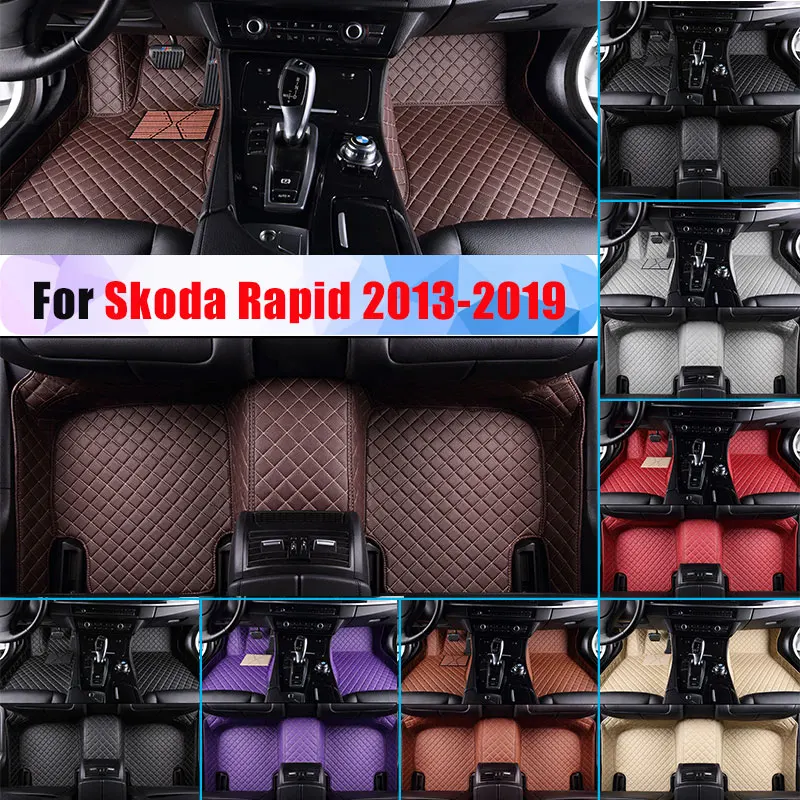 Водонепроницаемые автомобильные коврики для Skoda Rapid 2013- всесезонный Автомобильный Ковер из искусственной кожи, полностью окруженный любой погодой