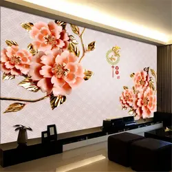 Beibehang 3D обои фото рельеф роспись Пион цветок росписи 3D Гостиная ТВ декоративные обои для стен 3 D papel росписи