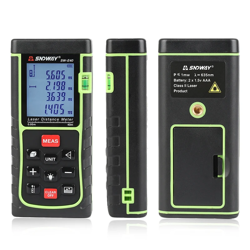 SNDWAY SW-E40 40M Digital Laser Distance Meter Laser Rangefinder Range Finder Finder Build Measure Device Ruler