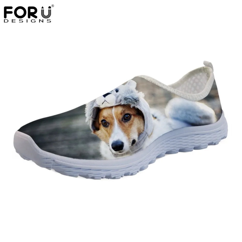 FORUDESIGNS Cute Flats Shoes Women Animal Dog Jack Russell Terrier Print Casual Women's Sneakers Summer Fashion Zapatos Mujer  