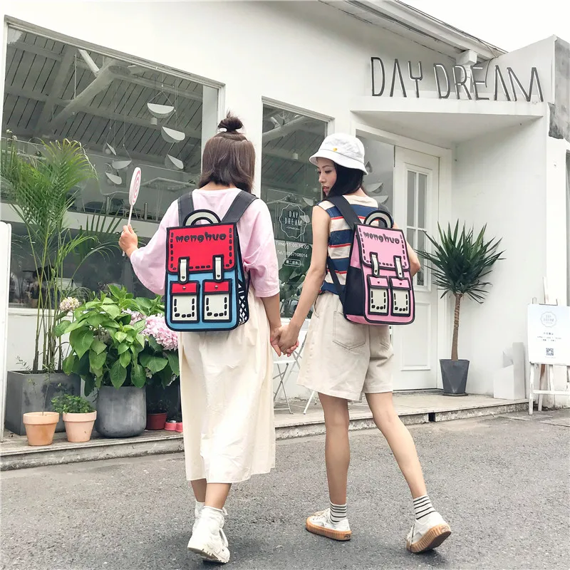 Menghuo 3D Anime Bag Cartoon Women Backpack School Bag 3D Style Canvas 2D Travel Drawing Book Mochila for Teenagers Girl Mochila (58)