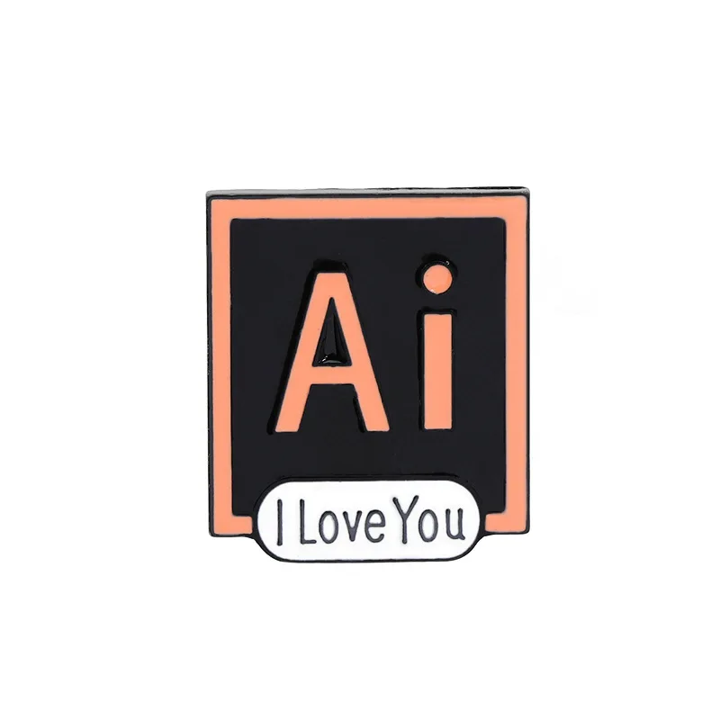 PS AI эмалированные булавки I Love You Photoshop Illustrator значки на заказ пастельные Броши джинсовая рубашка нагрудная булавка дизайнерское ювелирное изделие подарок