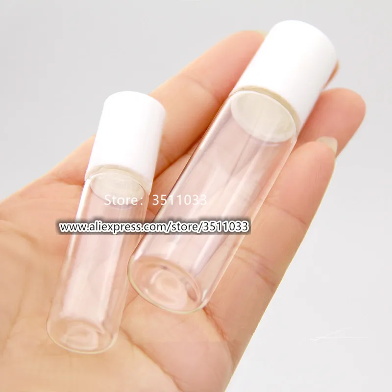 

50PCS 5ml 10ml Clear Glass Essential Oil Roller Bottles Cosmetic Transparent Aromatherapy Perfumes Lip Oil Roll On Bottles Tube